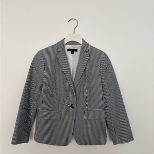 Ann Taylor Navy and White Pinstripe Blazer